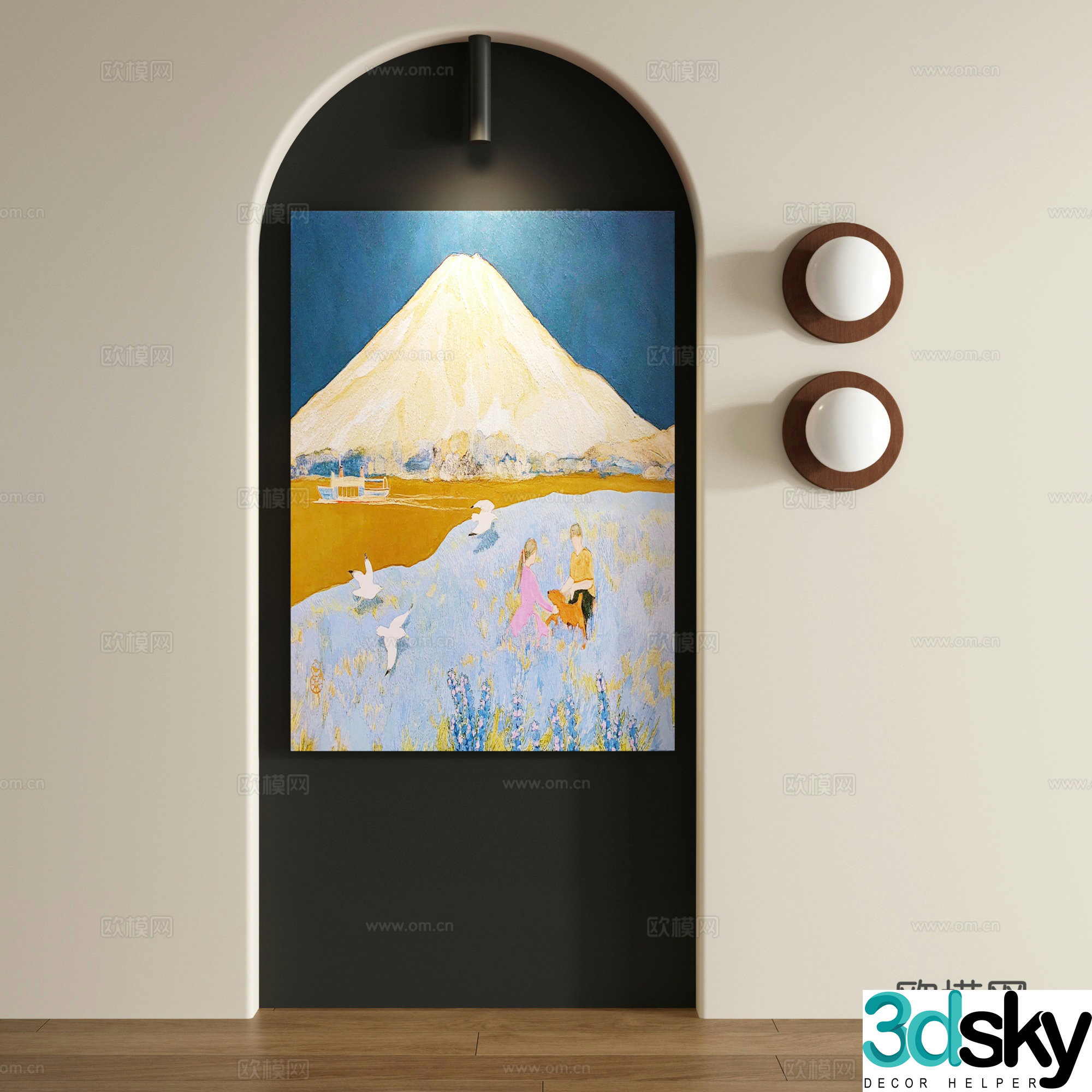 Retro abstract frameless drawing 3d model
