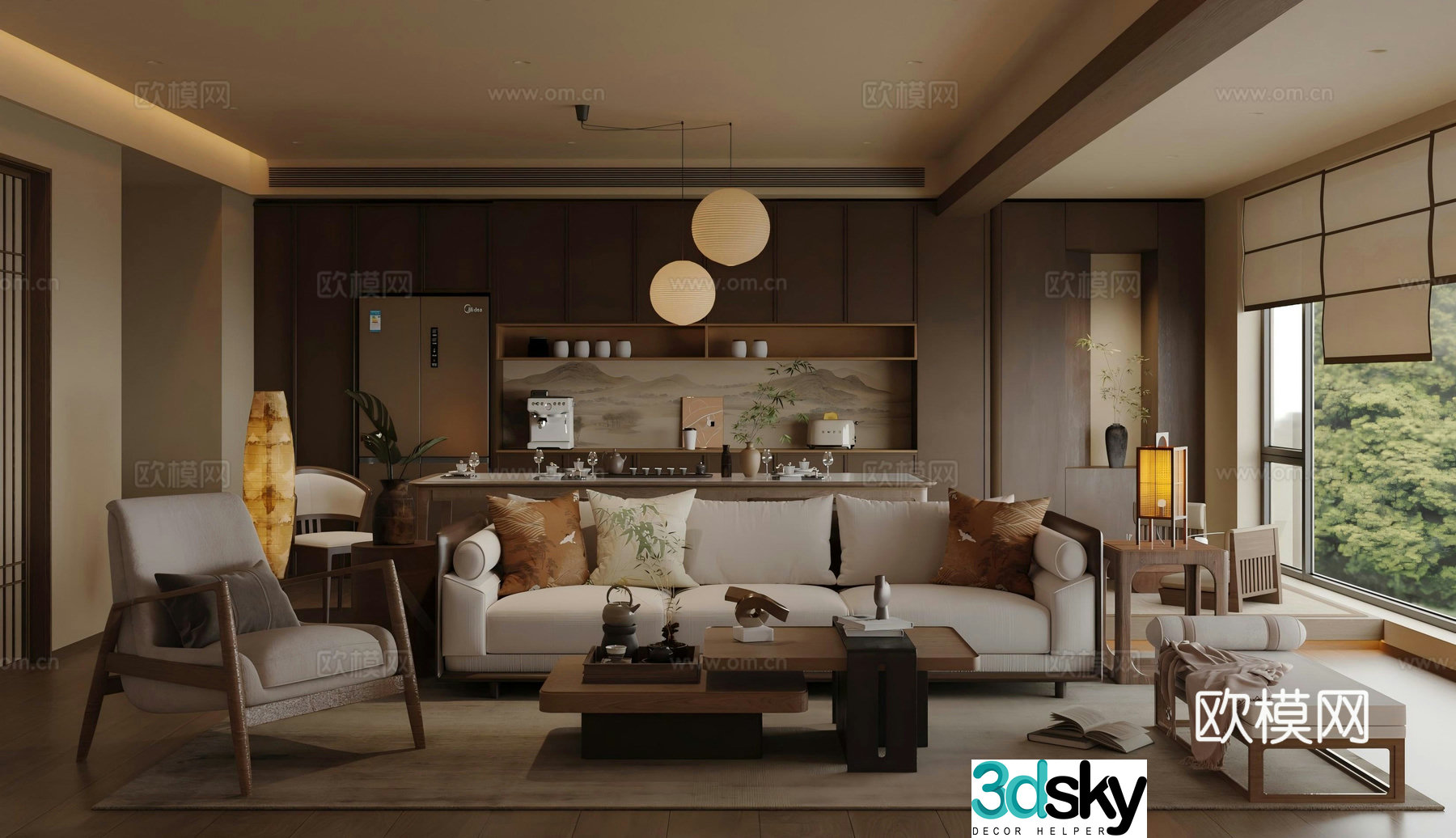New Chinese Zen Living Restaurant Song Style Living Restaurant Chinese Living Restaurant Song Style Aesthetic Living Restaurant 3D Model