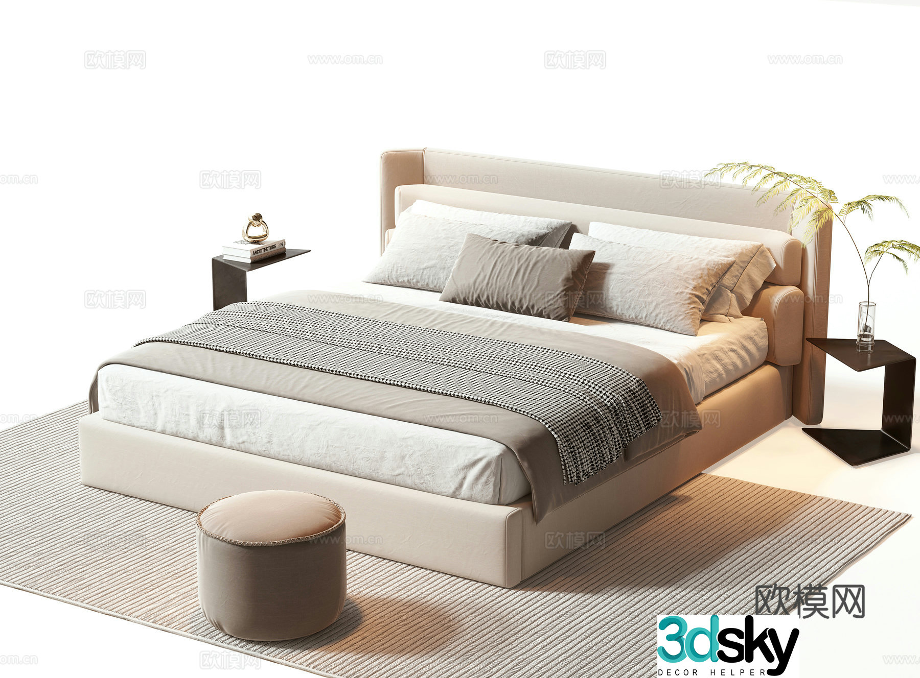 Minotti modern double bed 3d model