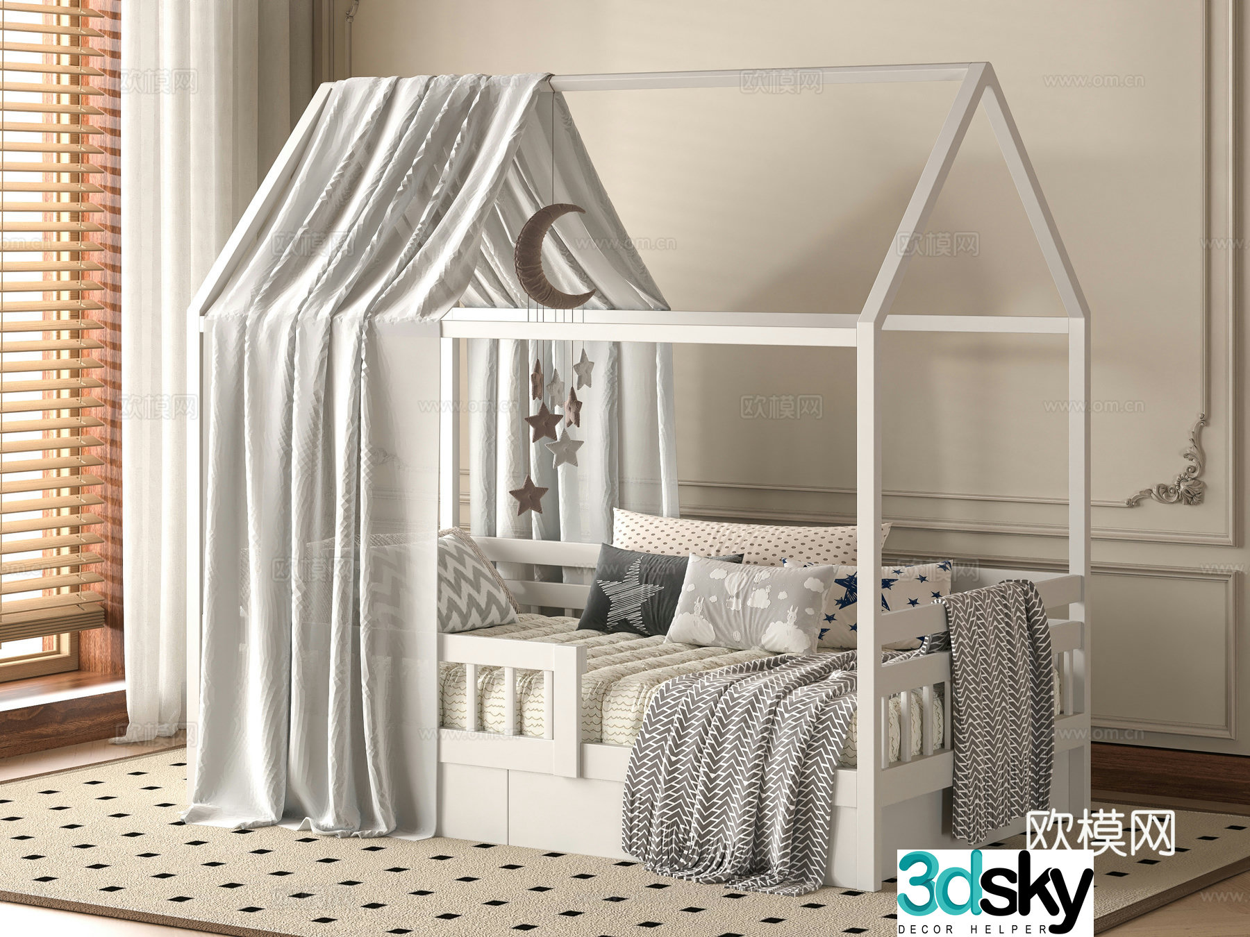 Modern children’s bed 3d model