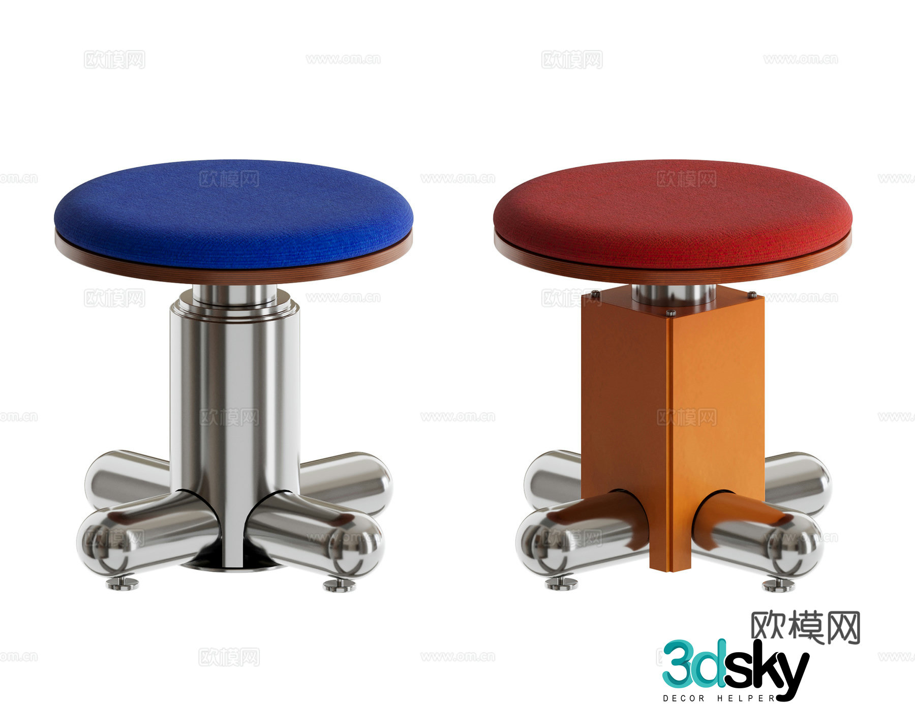 Retro makeup stool 3d model