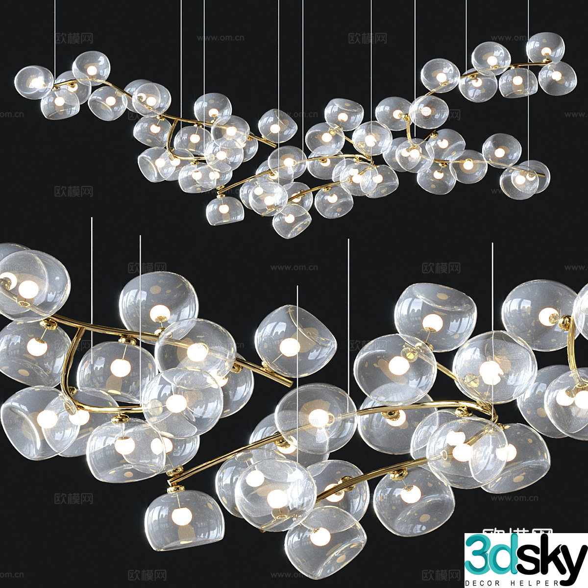 Modern light luxury craft chandeliers 3D model
