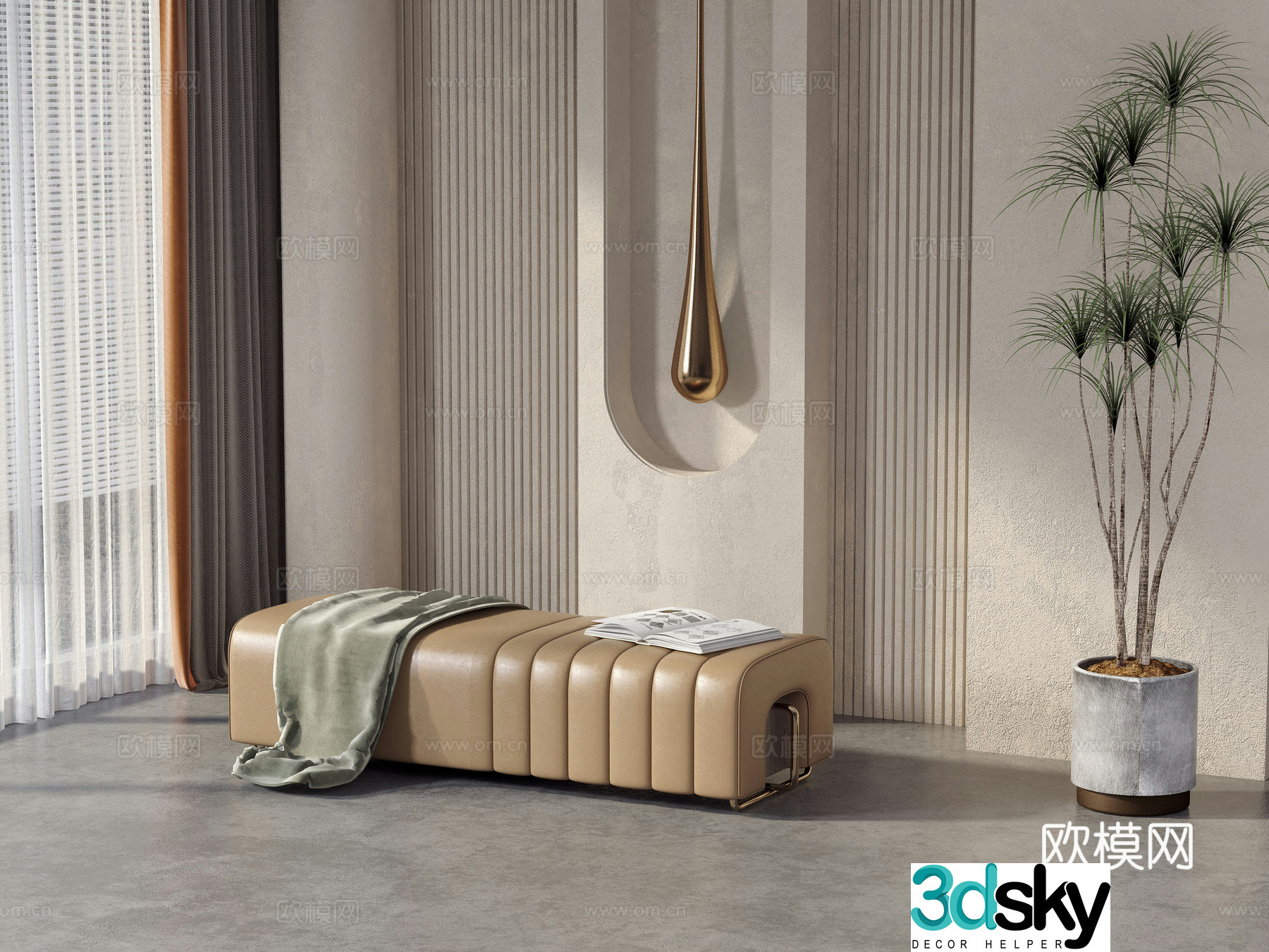 Modern shoe changing stool cloakroom stool 3D model