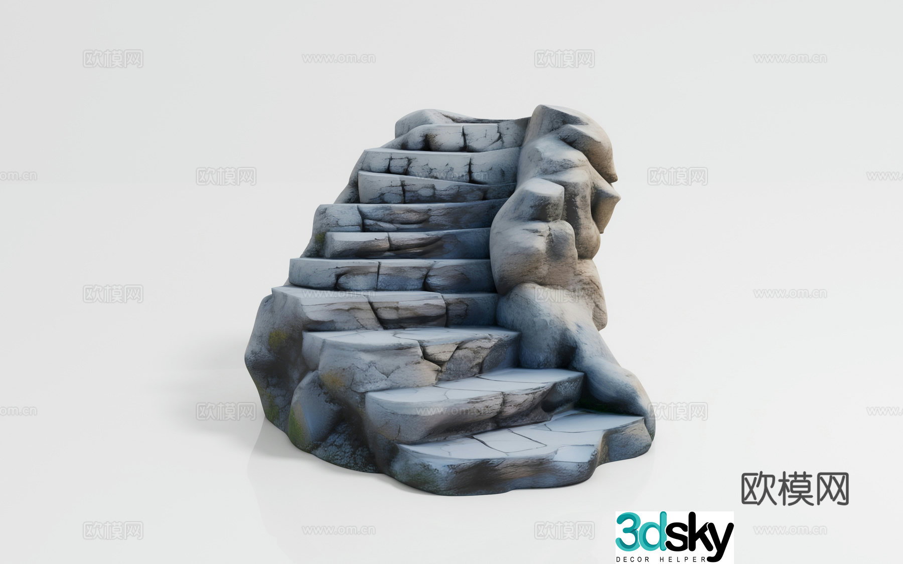Stone staircase cartoon style animation image step stone beauty props activity scene travel 3d model