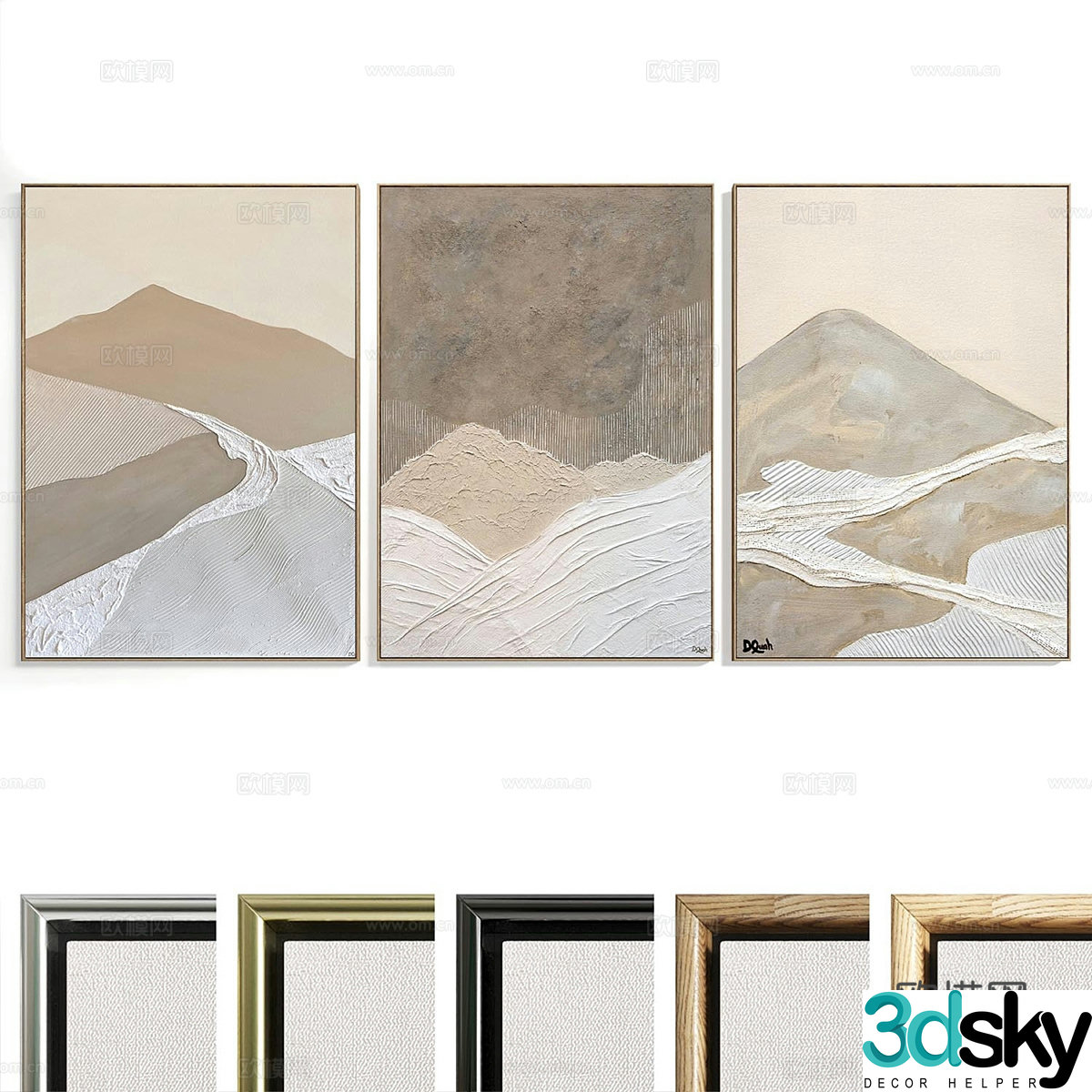 New Chinese style decorative hanging painting 3D model