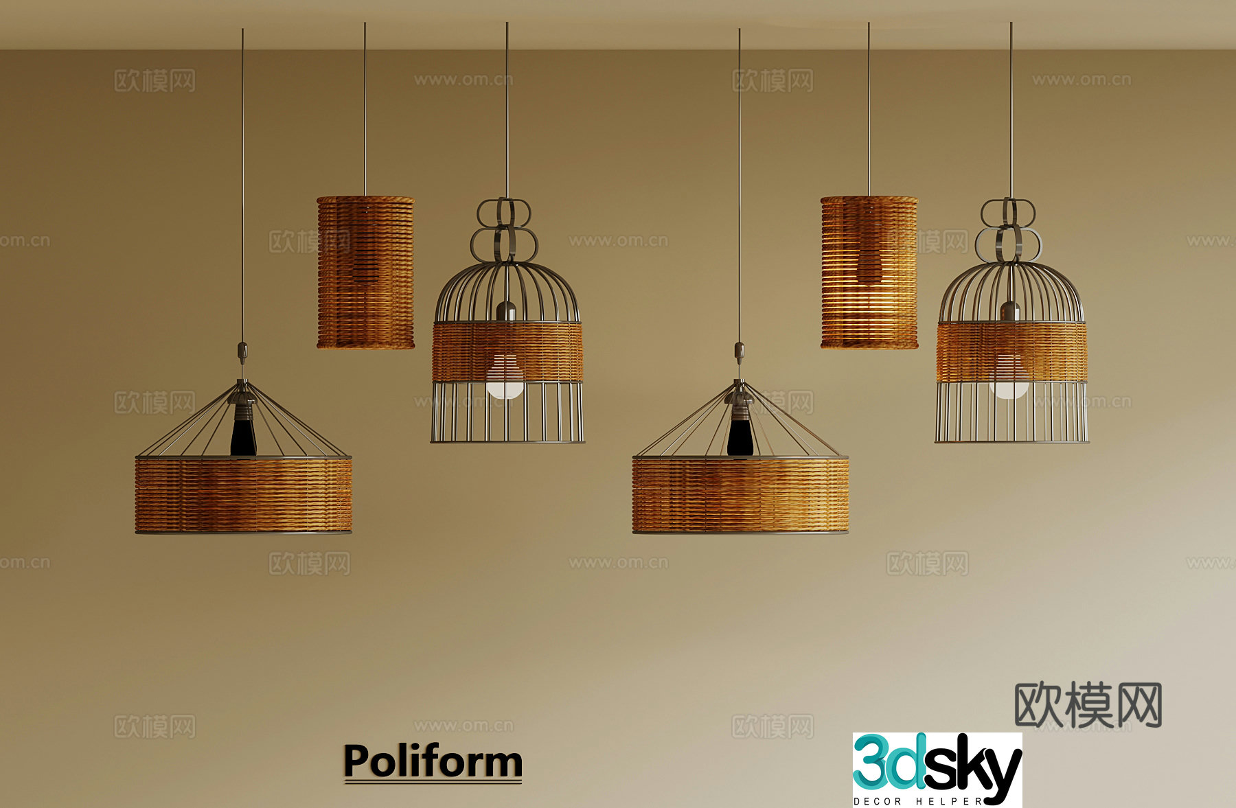 New Chinese chandelier Bamboo chandelier 3D model