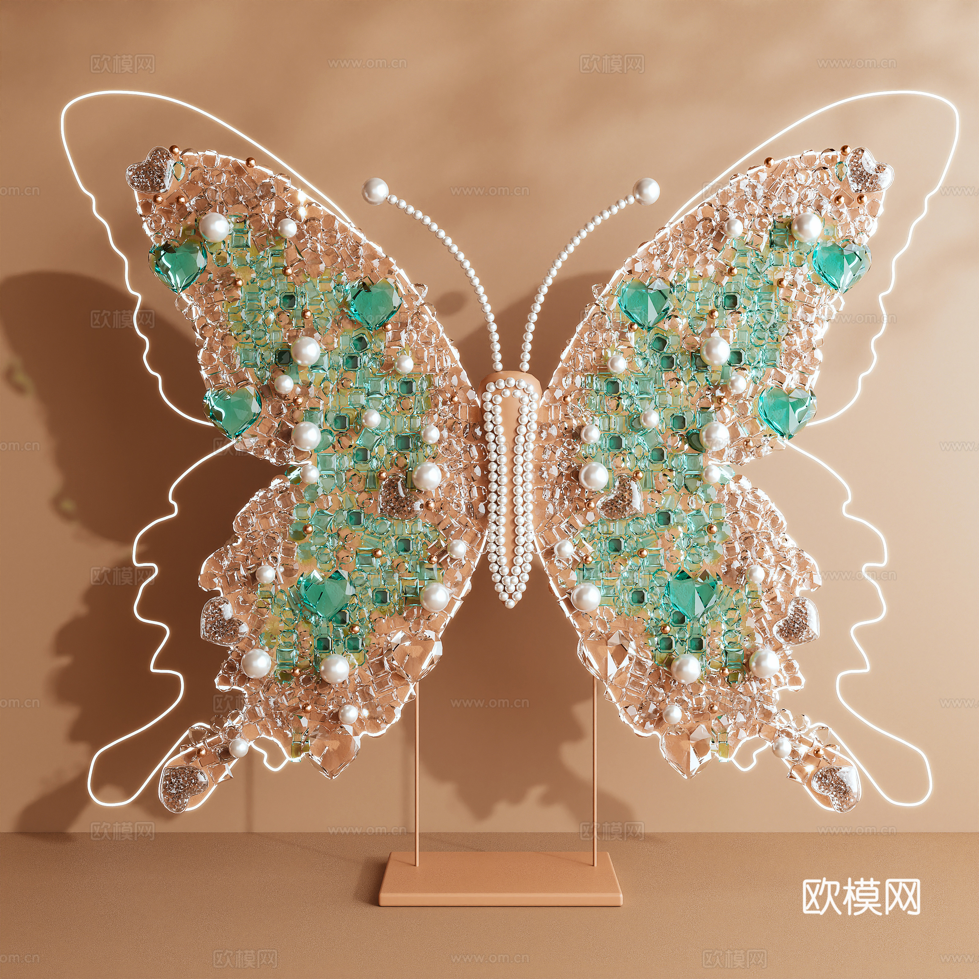 Creamy Art Installation Butterfly Gem Beauty 3D Model