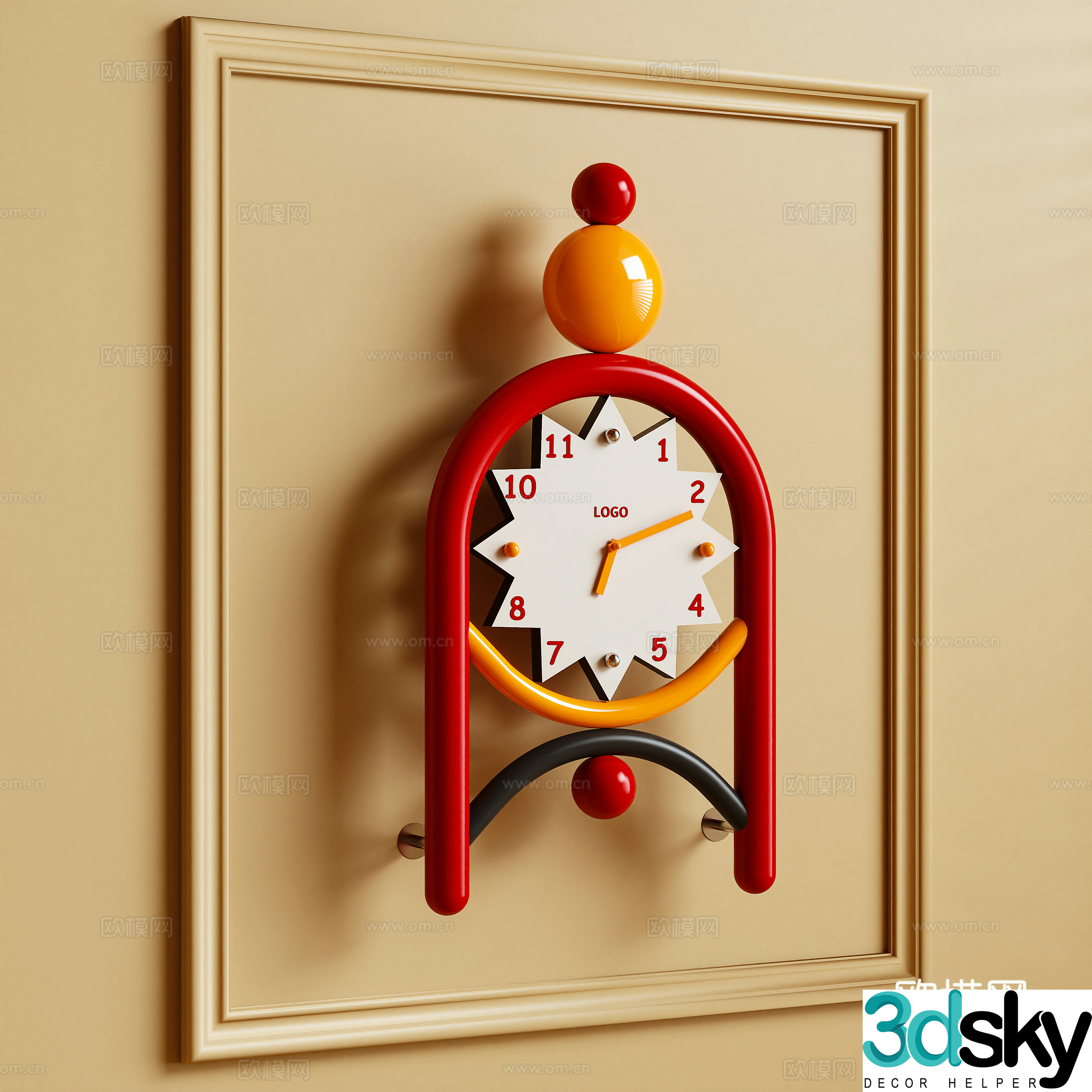 Modern clock Wall clock Dopamine 3D model