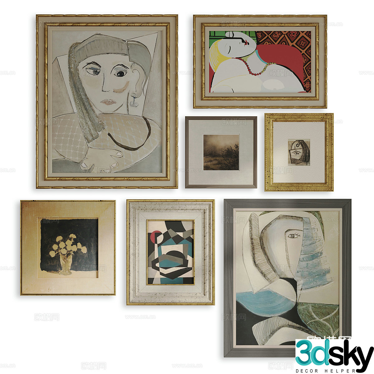 American style decoration hanging painting photo wall 3d model
