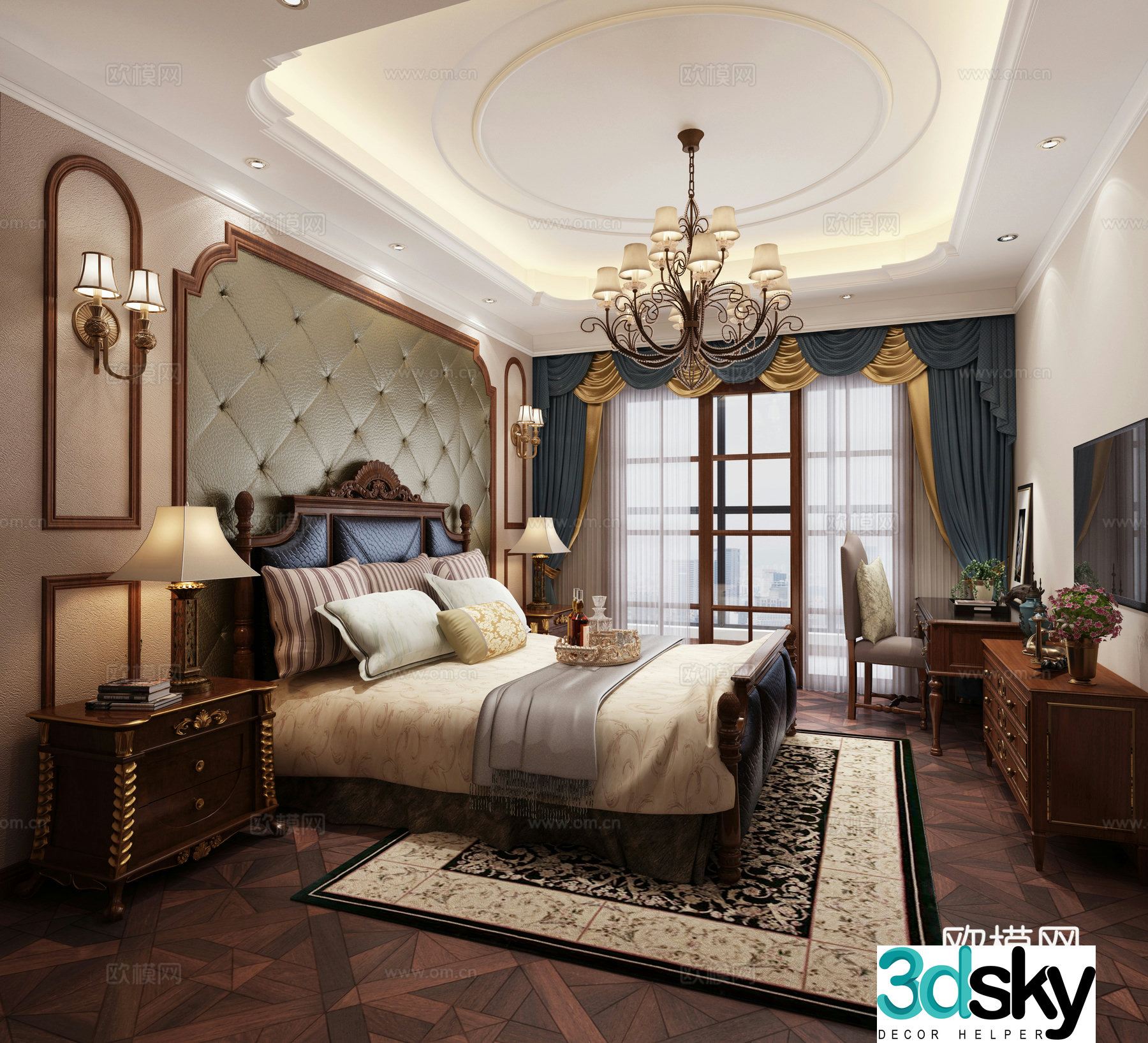 American style master bedroom 3D model