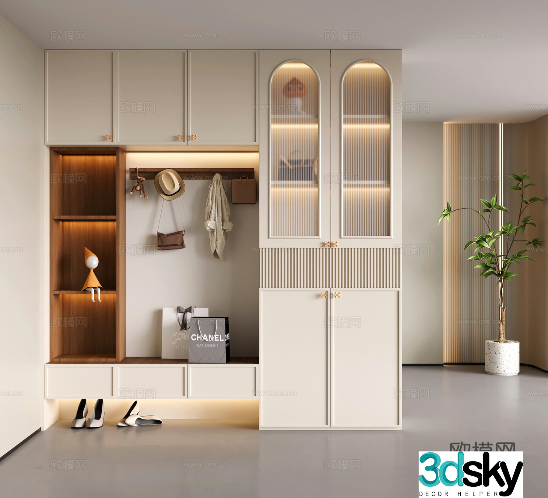 French style shoe cabinet partition shoe cabinet decorative cabinet 3d model