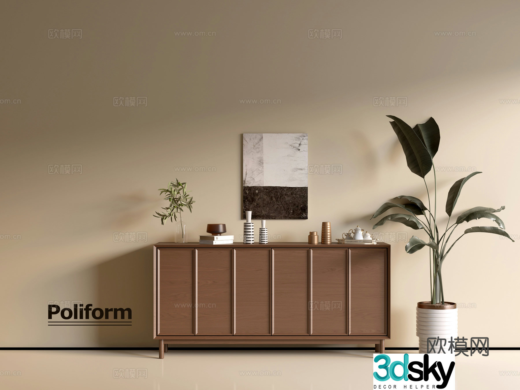 Modern wood grain cabinet ins wind minimalist wind cabinet whole cabinet sideboard balcony cabinet storage 3D model