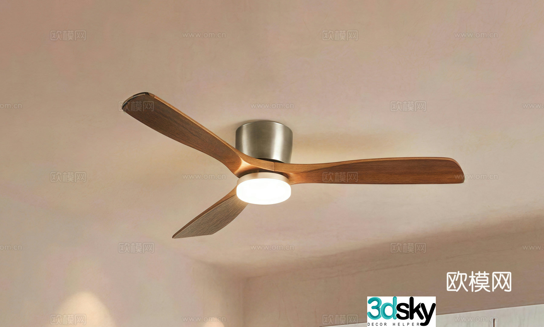 Middle-aged ceiling fan light fan light 3d model