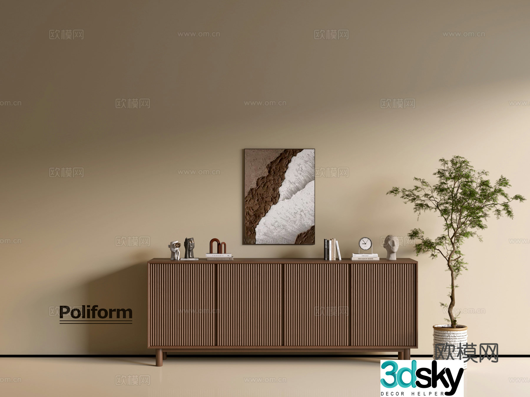 Modern wood grain cabinet ins wind minimalist wind cabinet whole cabinet sideboard balcony cabinet storage 3D model