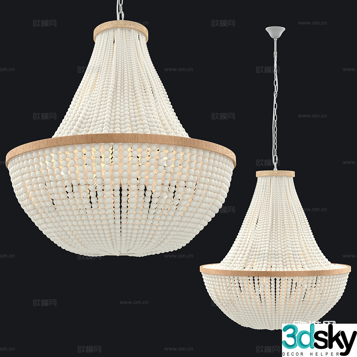 New Chinese style wasabi decorative chandelier 3D model