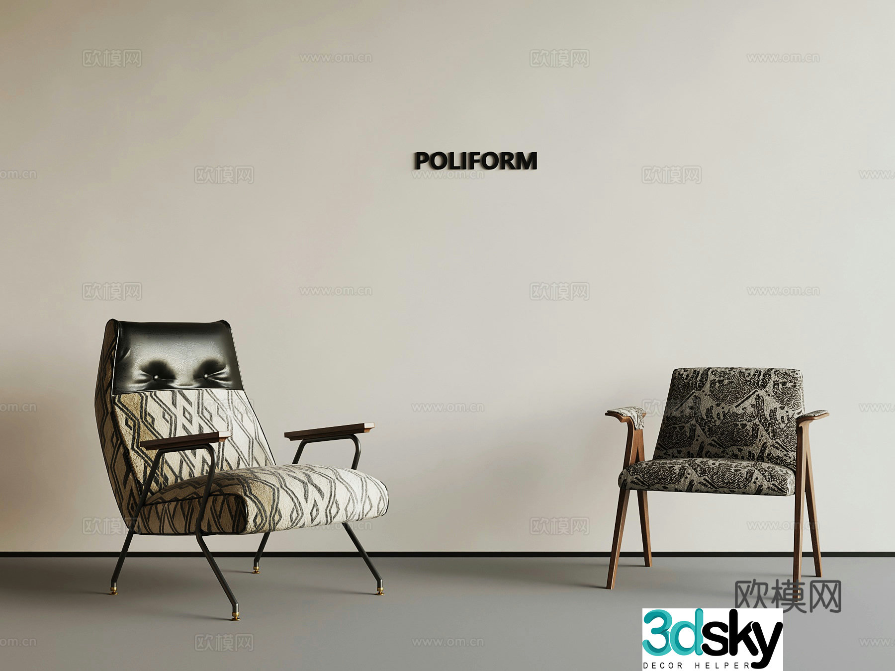 Middle-aged leisure chair 3D model
