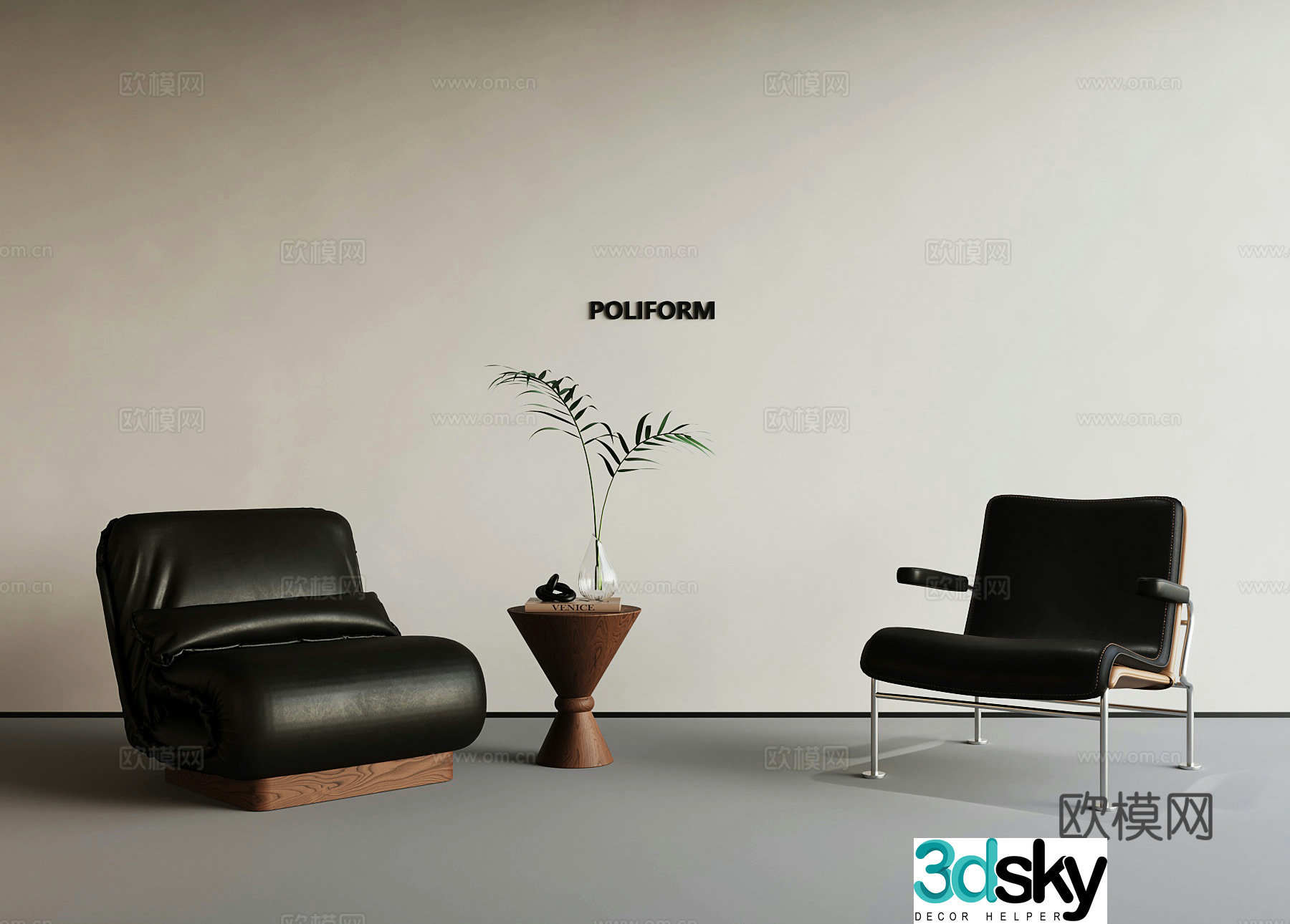 Middle-aged leisure chair 3D model