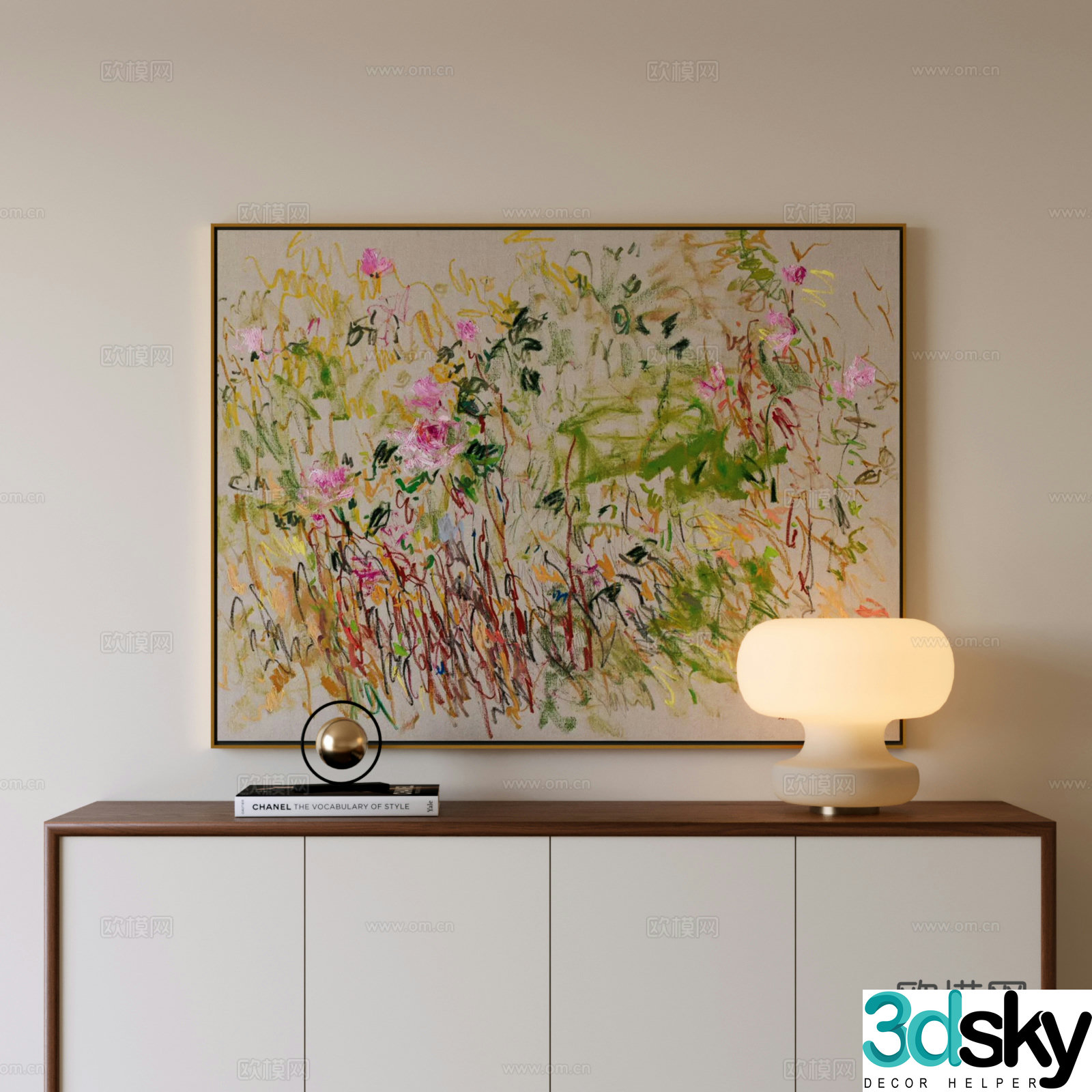 Simple floral decorative painting 3d model