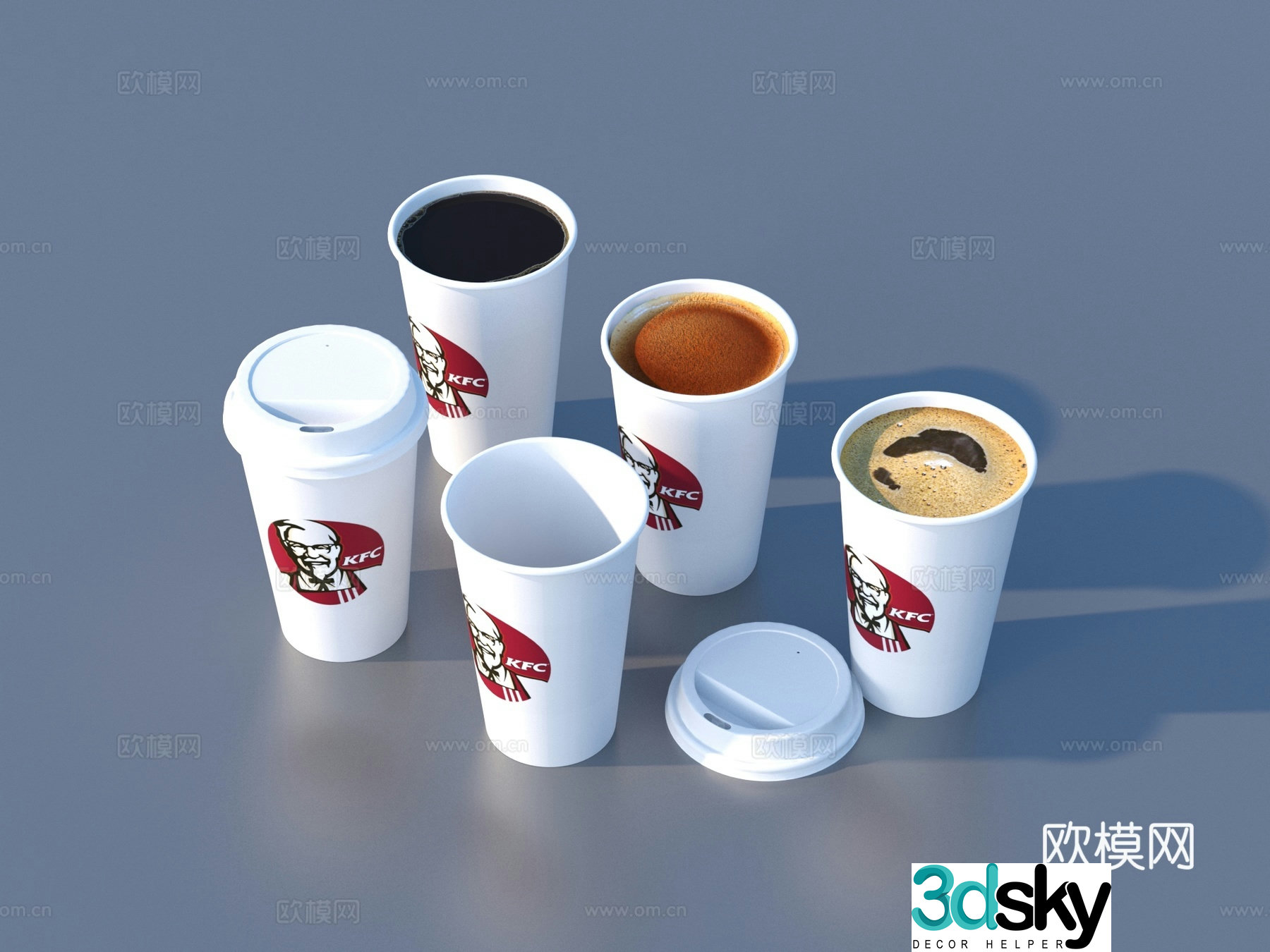 Paper cup coffee cola milk tea drink 3d model