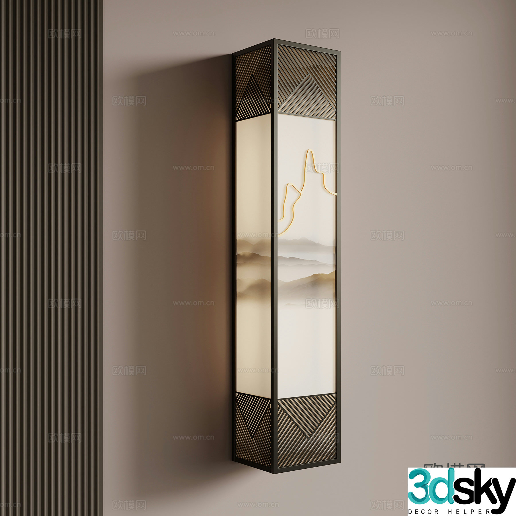 New Chinese style wall lamp Zen wall lamp 3D model