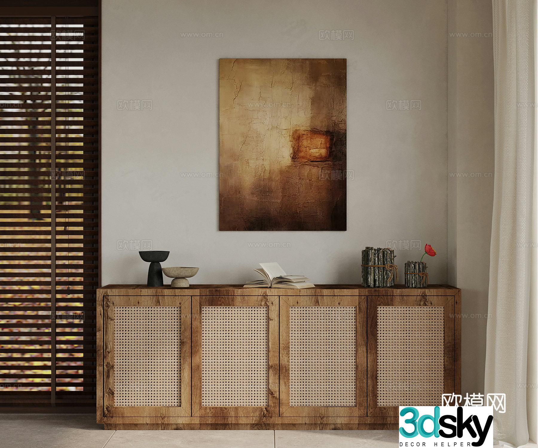Jijifeng Entrance Cabinet Decorative Painting Ornament 3D Model