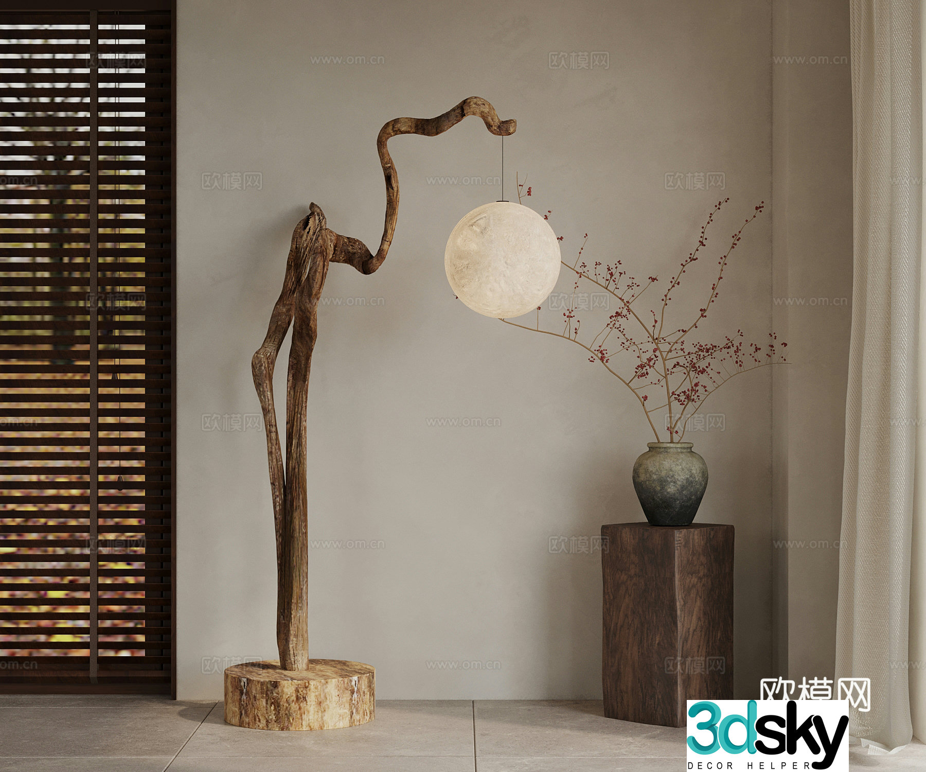 Jijifeng Floor Lamp Vase 3D Model