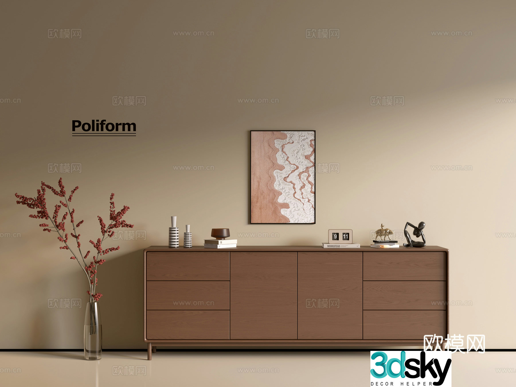 Modern wood grain cabinet ins wind minimalist wind cabinet whole cabinet sideboard balcony cabinet storage 3D model