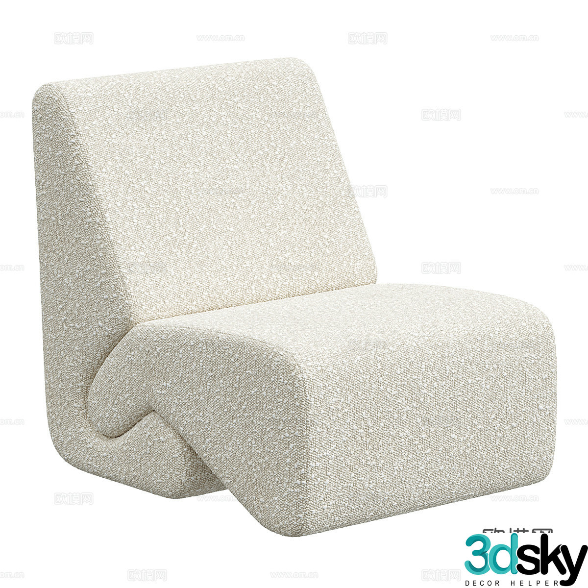 Modern cream style fabric sofa chair 3d model