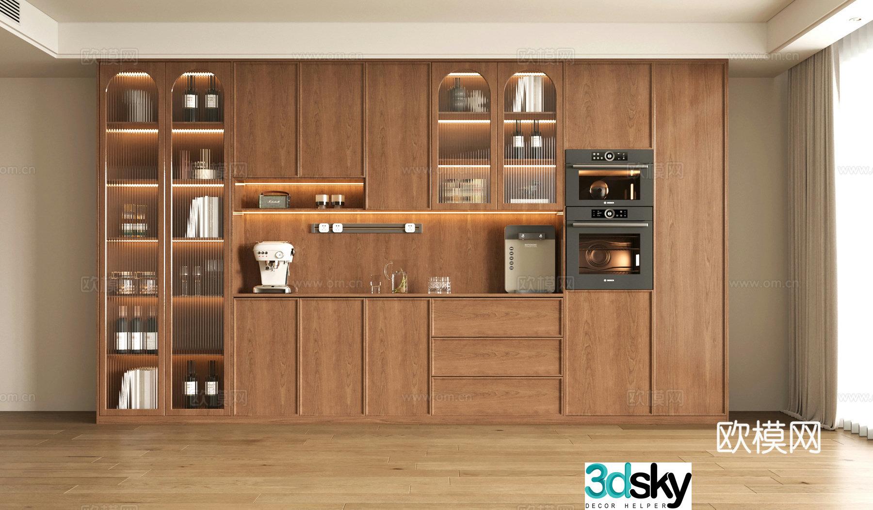 Middle-aged wine cabinet sideboard decoration ornament 3D model