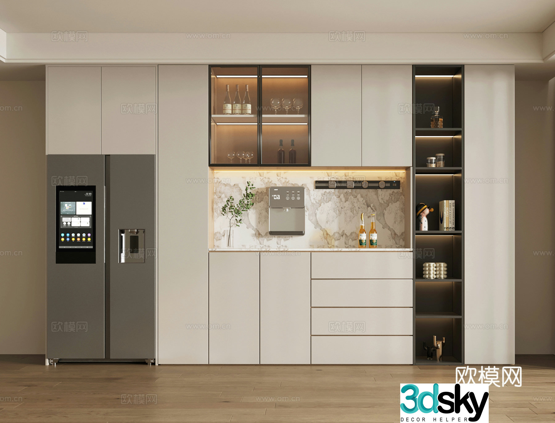 Modern wine cabinet sideboard refrigerator wine cabinet jewelry ornaments 3D model