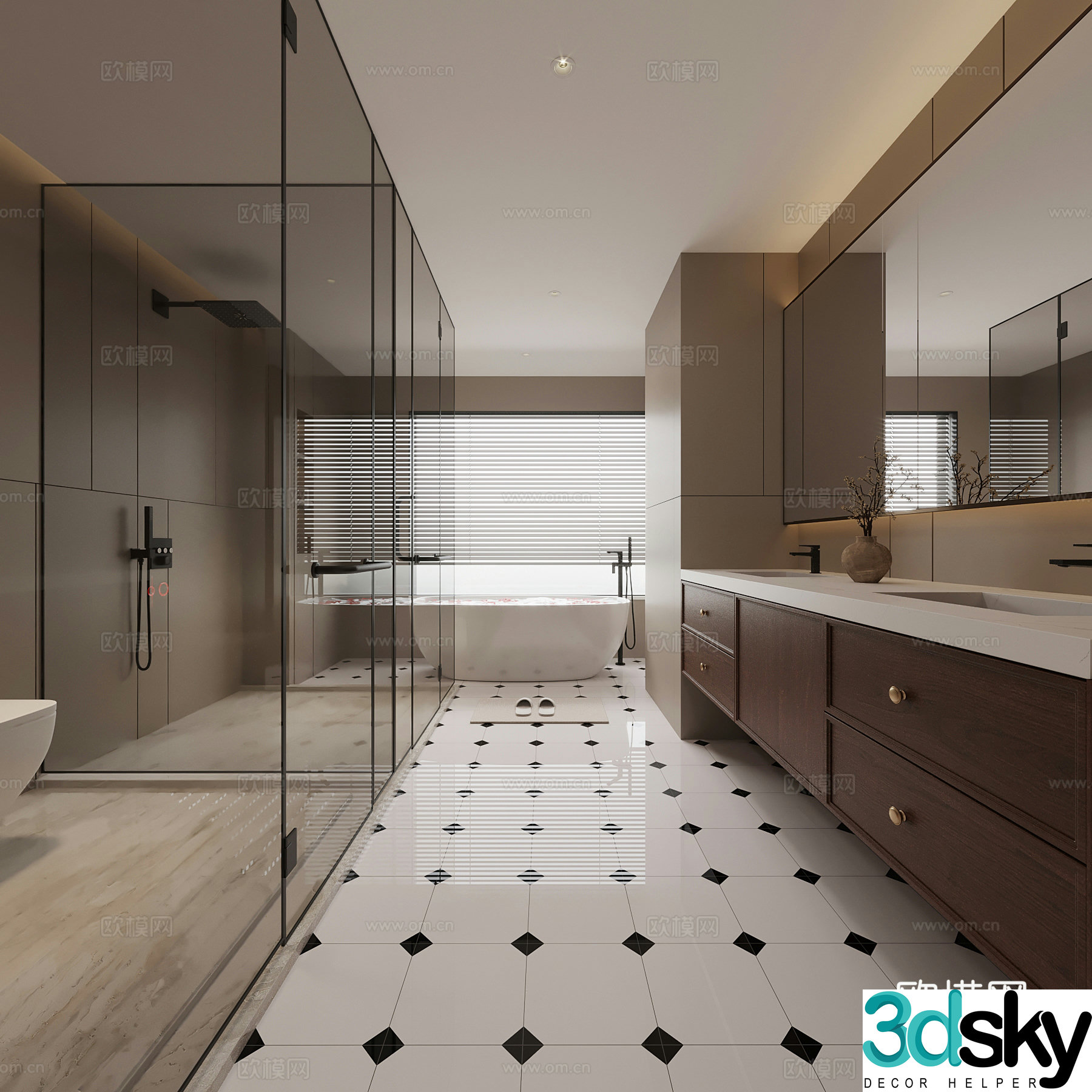 Middle-aged bathroom 3D model