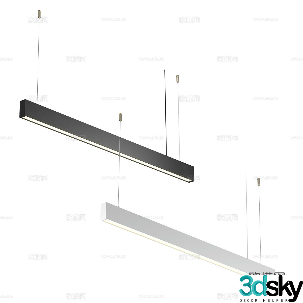 fluorescent light chandelier 3d model