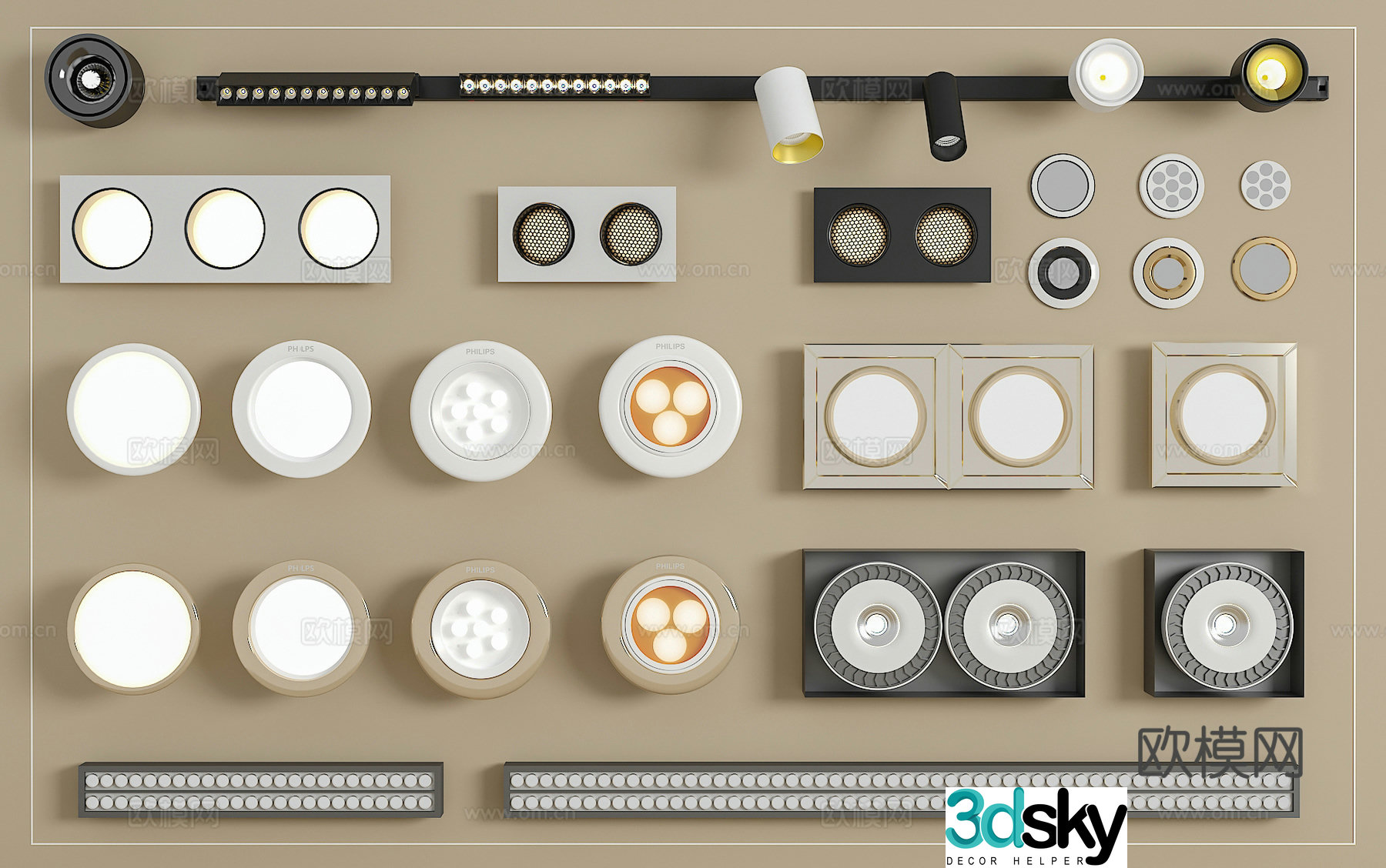 Track spotlight downlight linear lamp embedded downlight magnetic spotlight 3D model