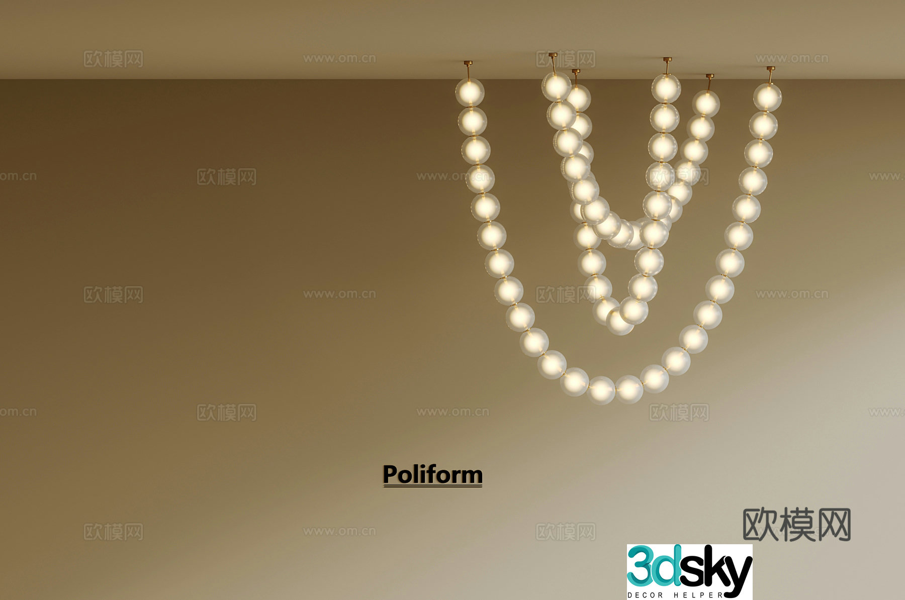 Creamy wind chandelier 3d model