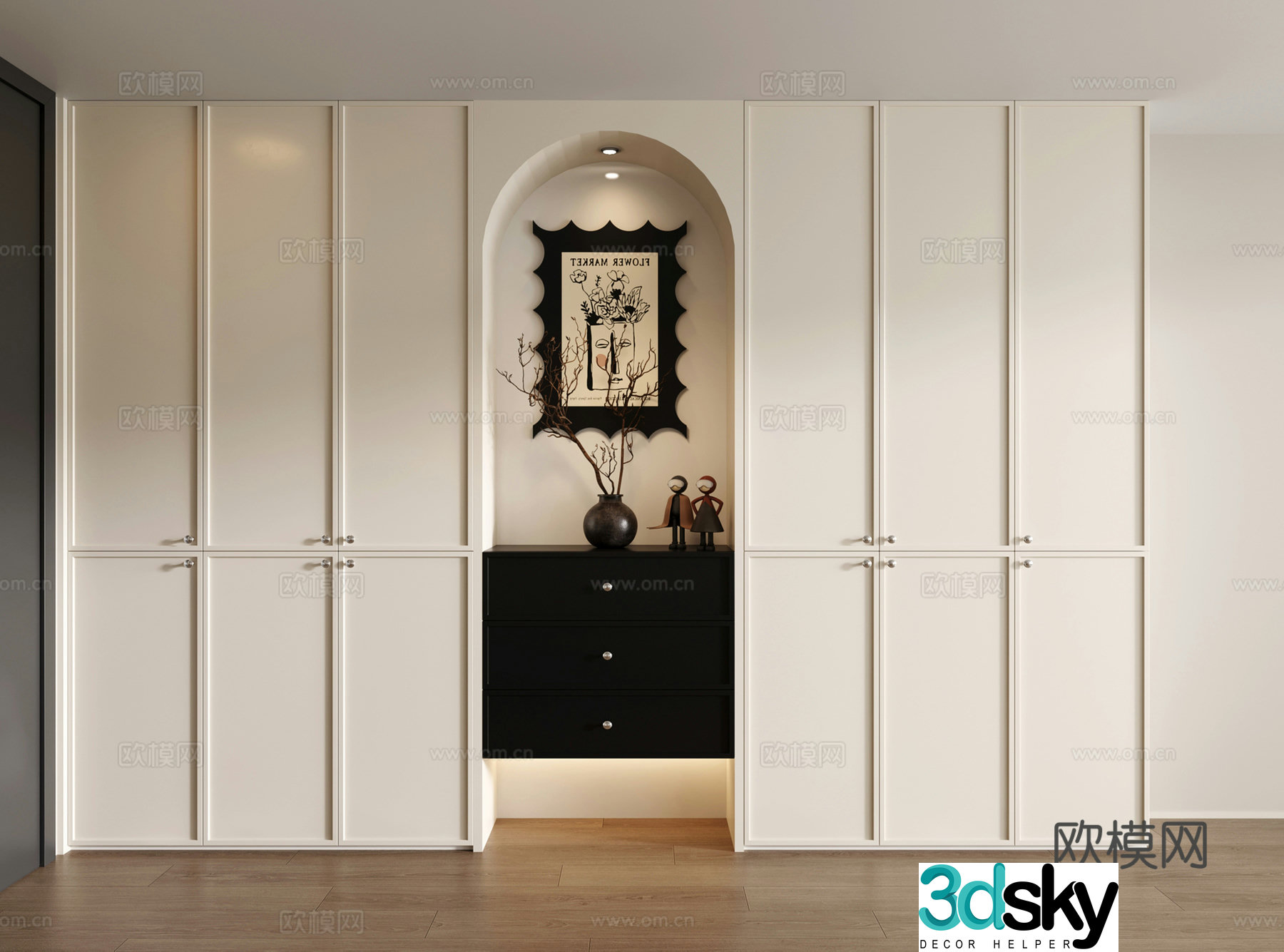 French sideboard decorative cabinet porch cabinet partition cabinet 3D model
