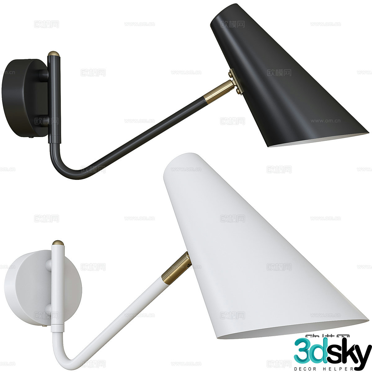 Modern Italian minimalist metal wall lamp 3D model