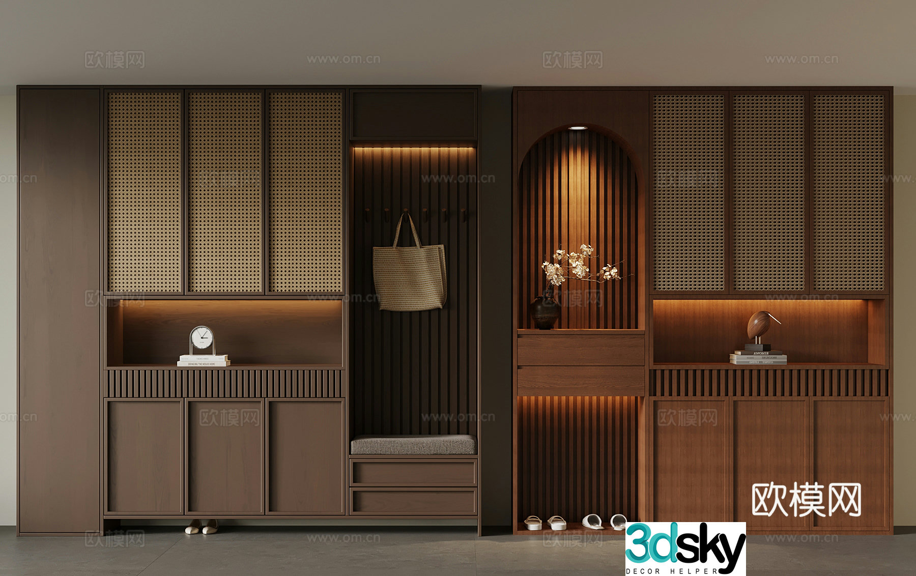 Middle-aged shoe cabinet porch shoe cabinet 3D model