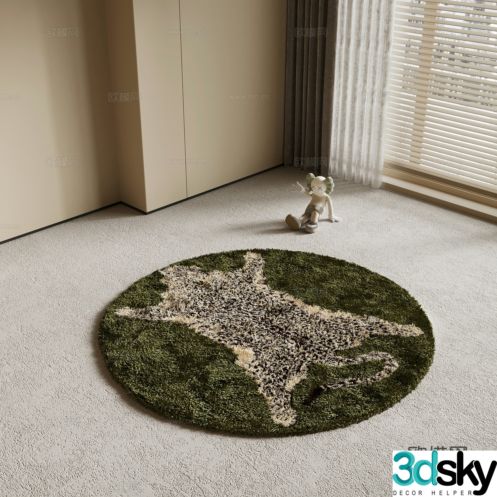 Carpet French retro style carpet Round carpet 3d model