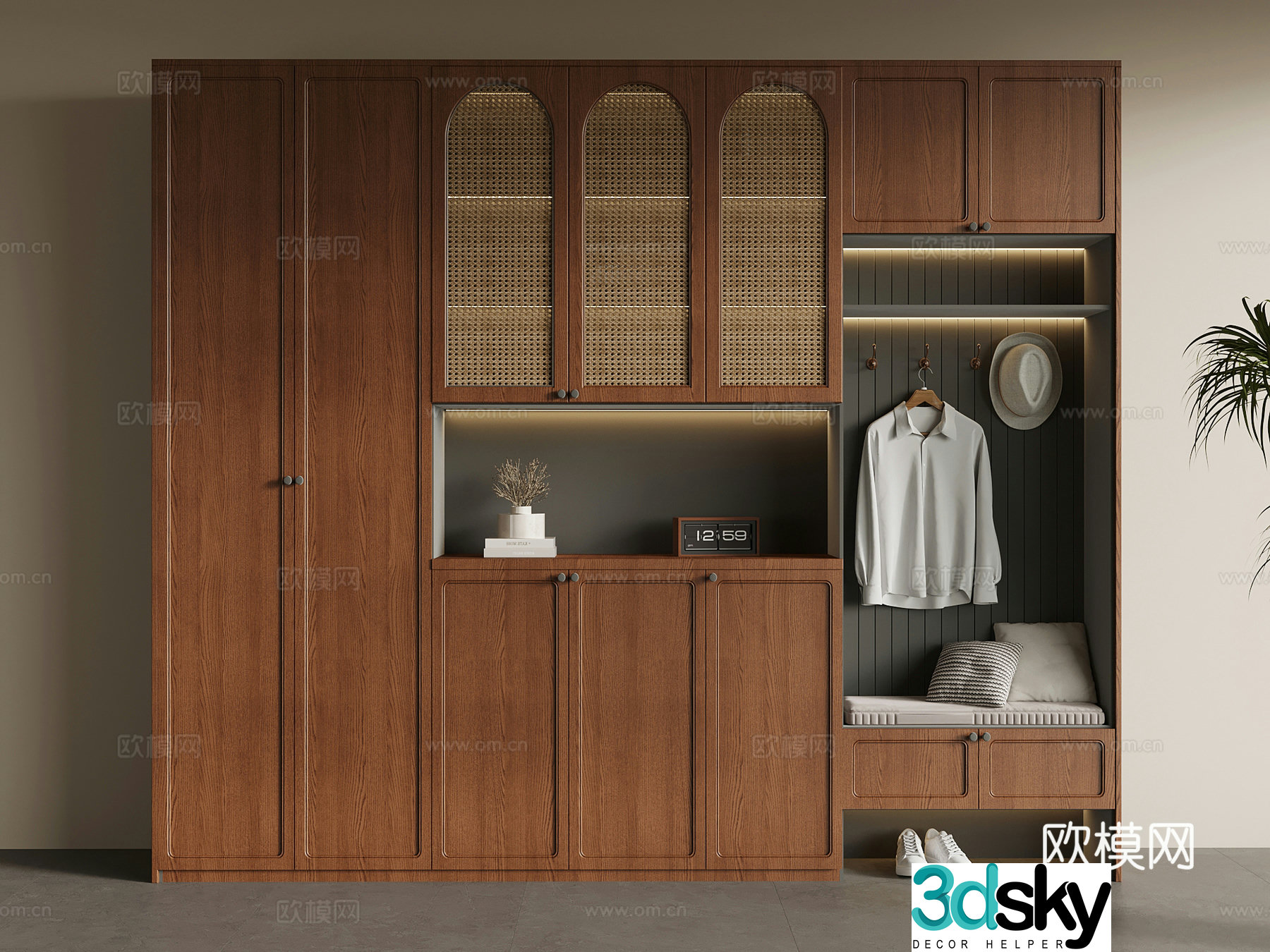 Shoe cabinet medieval style entrance shoe cabinet entrance shoe cabinet clothing shoes and hats ornaments 3D model