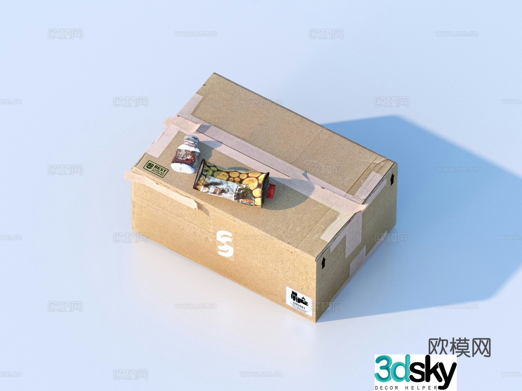 Scrap Carton Carton Cardboard Box 3D Model