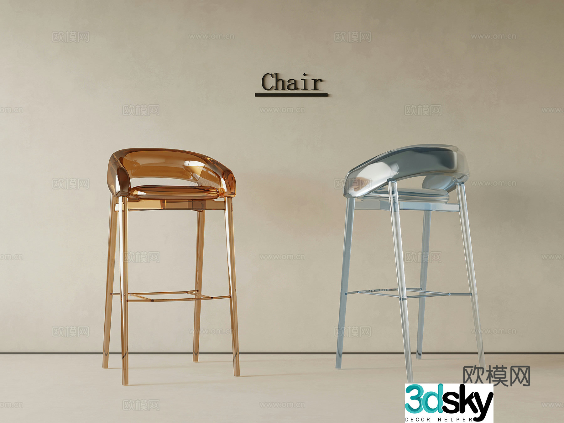 Bar chair Modern simple bar chair Acrylic bar chair 3d model