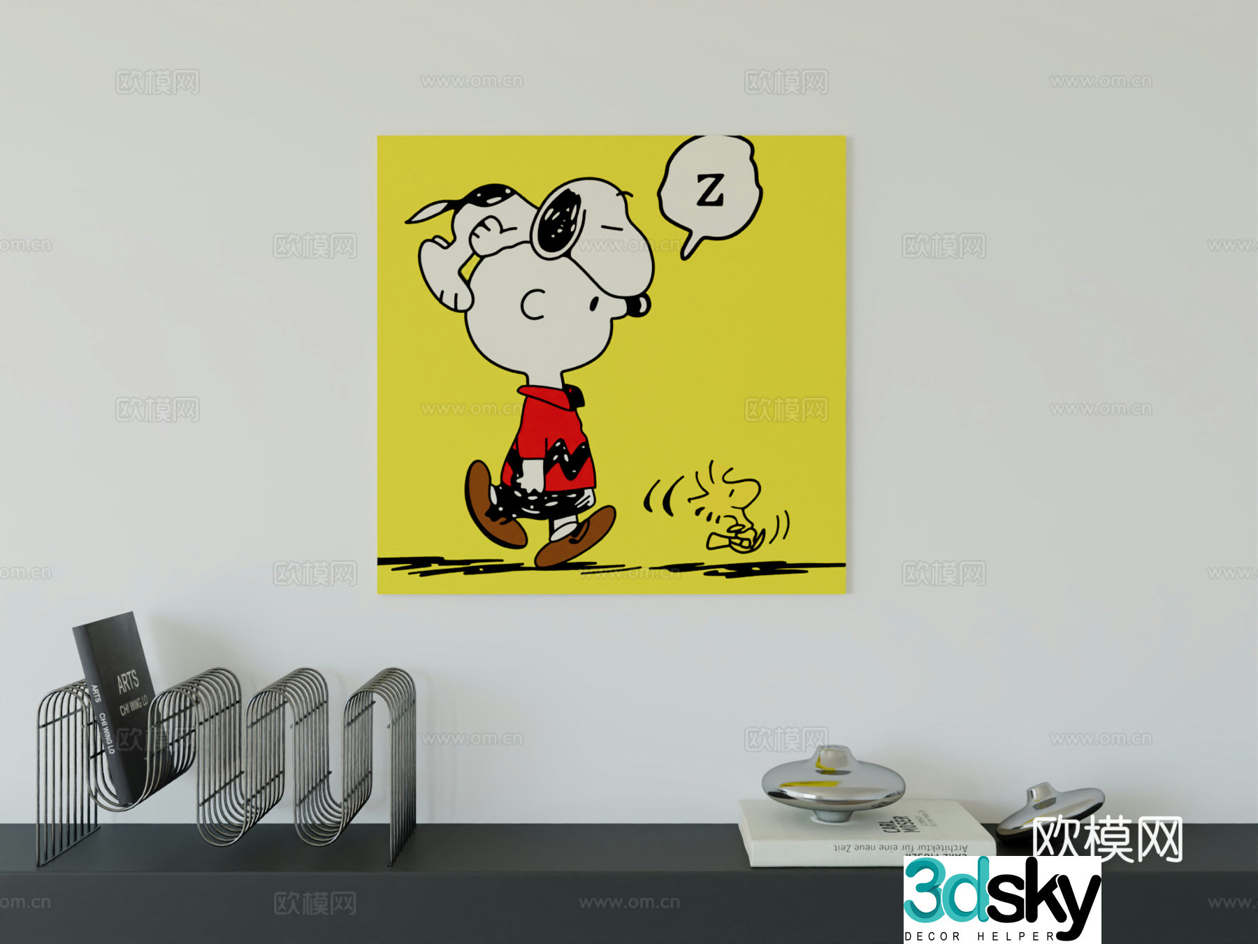 Modern minimalist cute cartoon character boy room girl room hanging painting 3d model