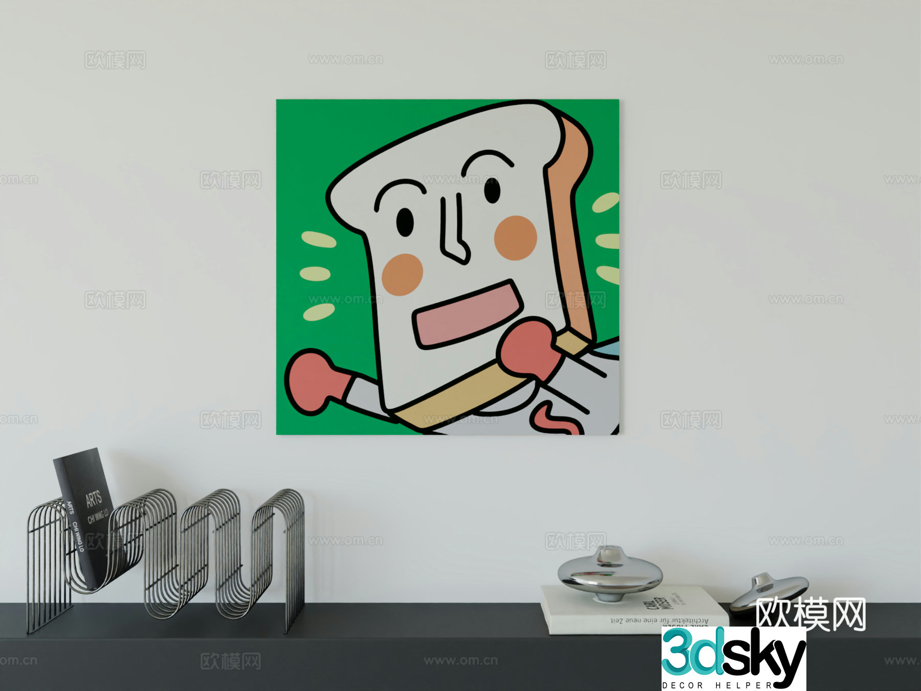Modern minimalist cute cartoon character boy room girl room hanging painting 3d model
