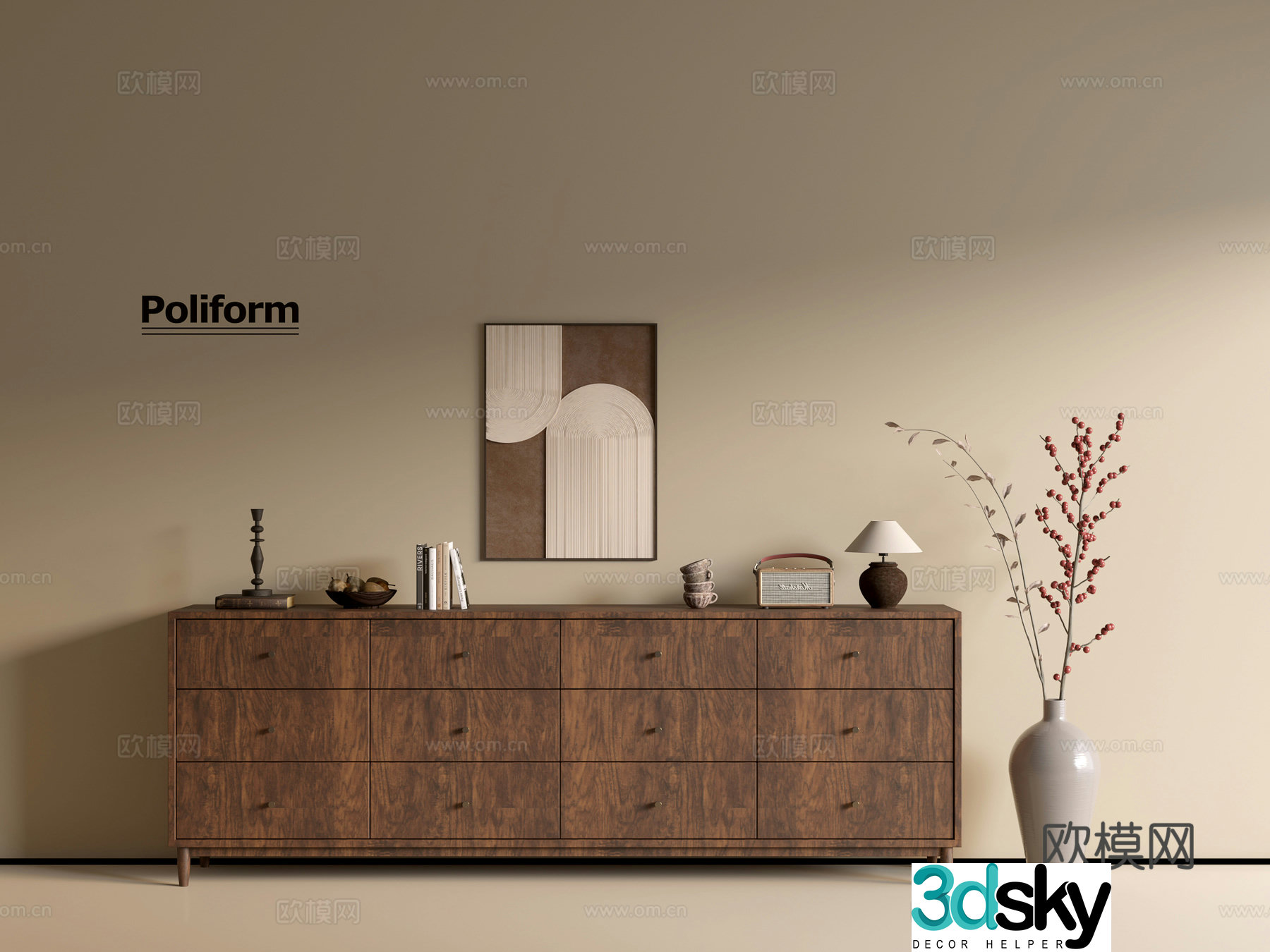 Modern wood grain cabinet ins wind minimalist wind cabinet whole cabinet sideboard balcony cabinet storage 3D model