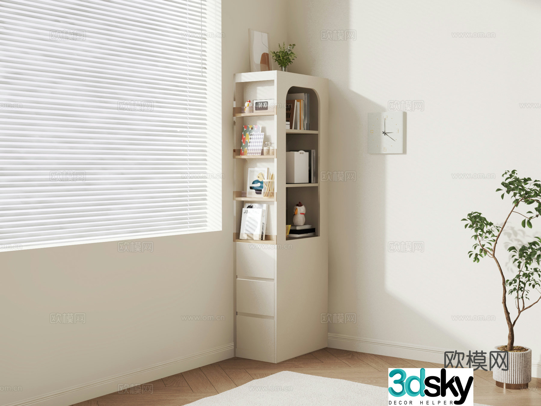 Bookshelf Bookcase Side Cabinet 3D Model 3D Model