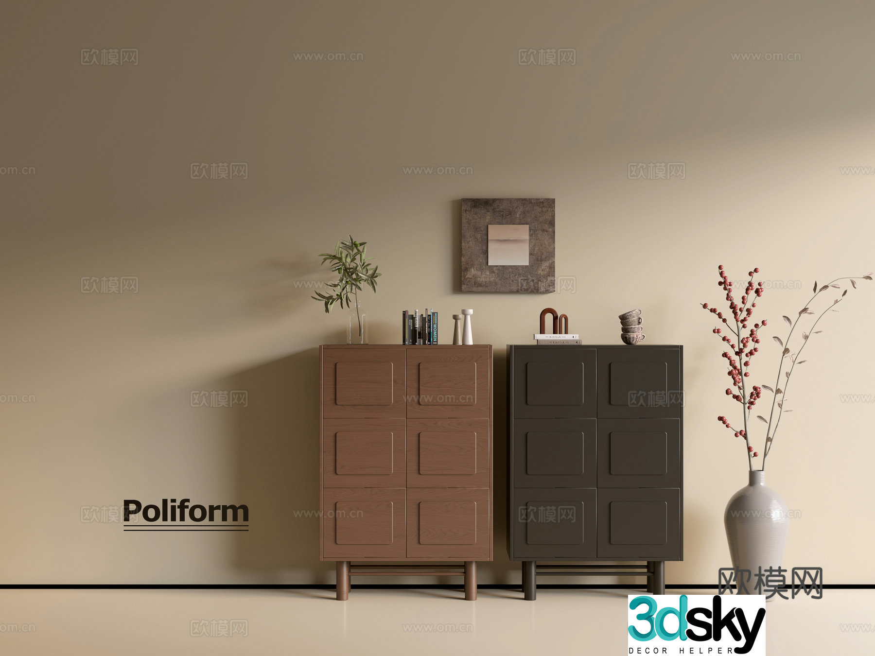 Modern wood grain cabinet ins wind minimalist wind cabinet whole cabinet sideboard balcony cabinet storage 3D model
