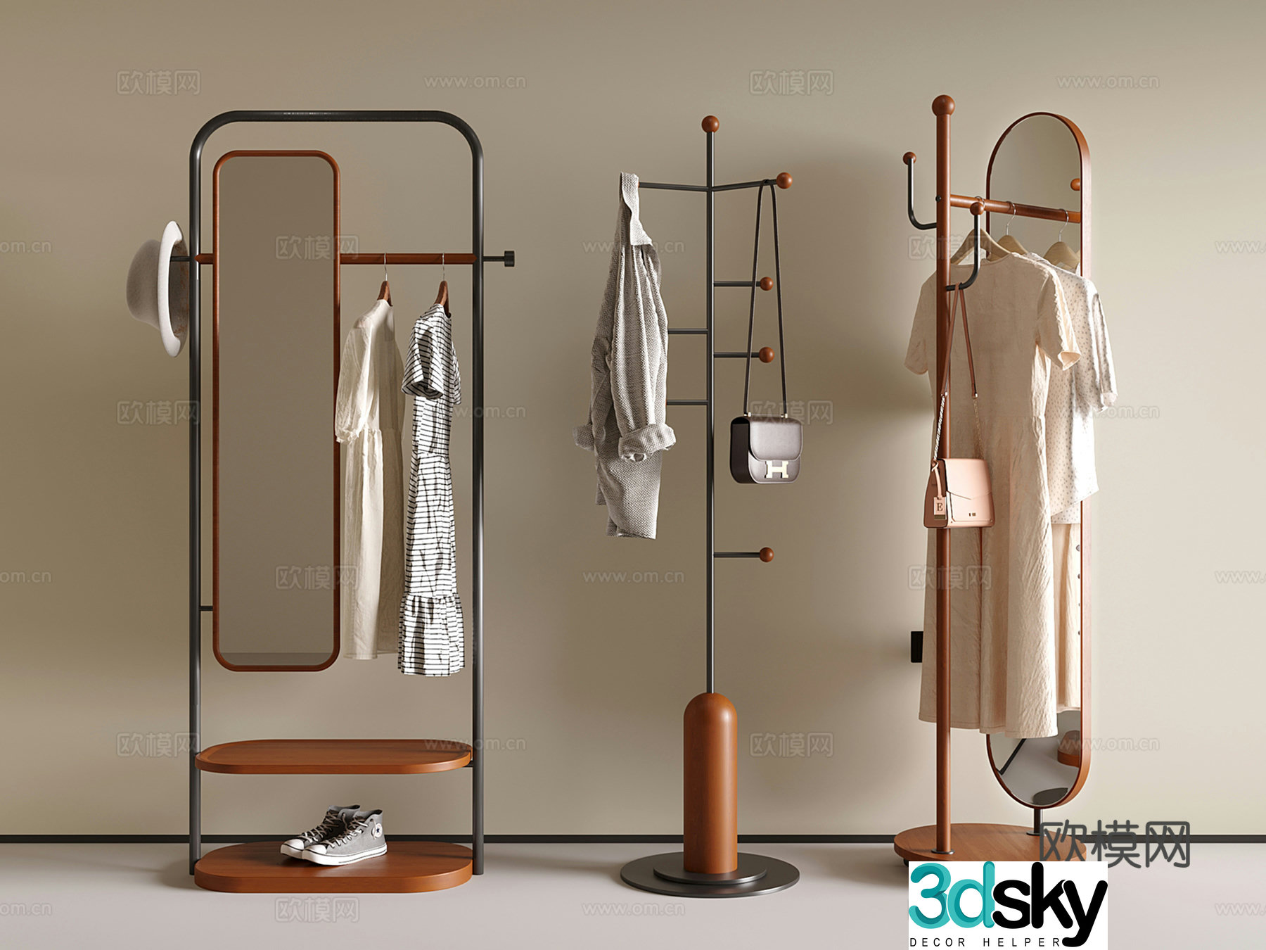 Modern medieval clothes hanger floor-standing clothes hanger clothes hanger clothes hanger clothes 3d model
