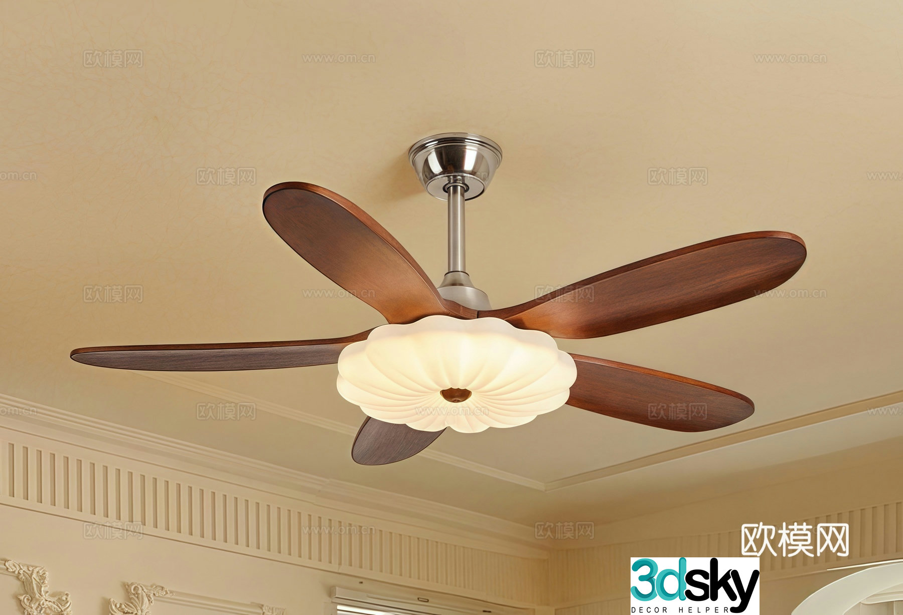 Middle-aged ceiling fan light fan light 3d model