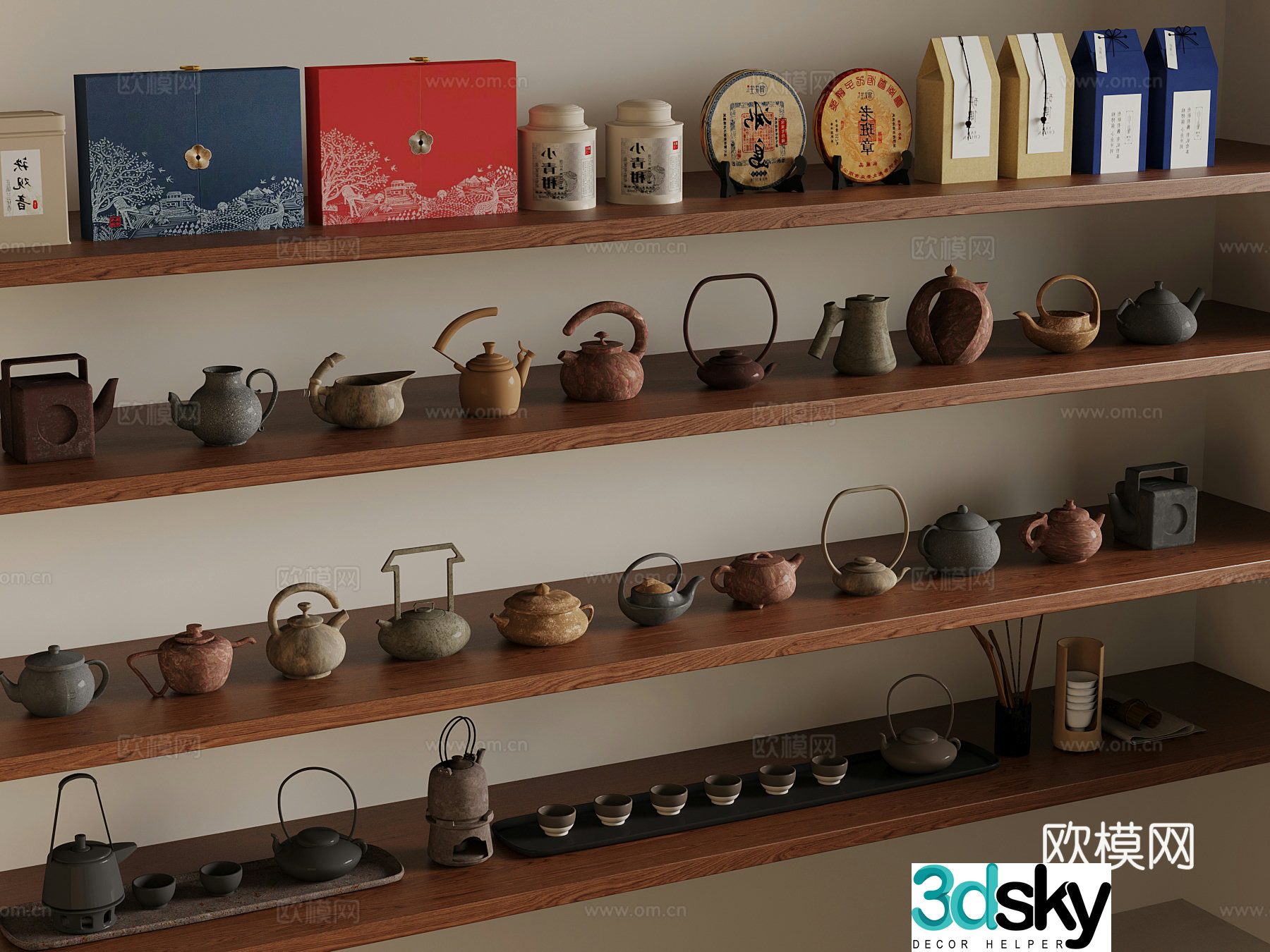 New Chinese style tea set tea teapot tea cup 3d model