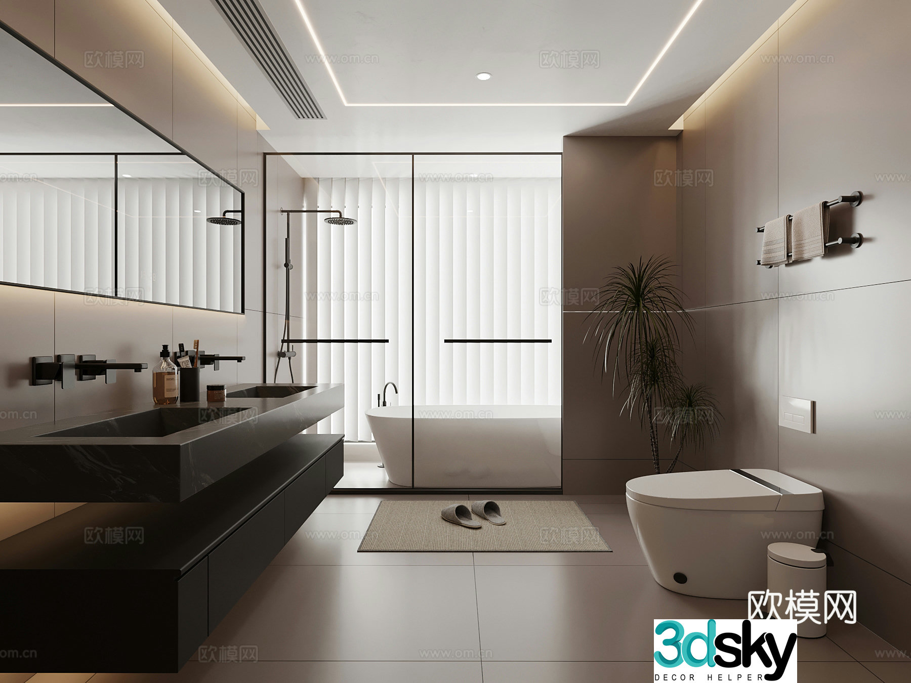 Modern Italian bathroom bathroom cabinet toilet 3d model